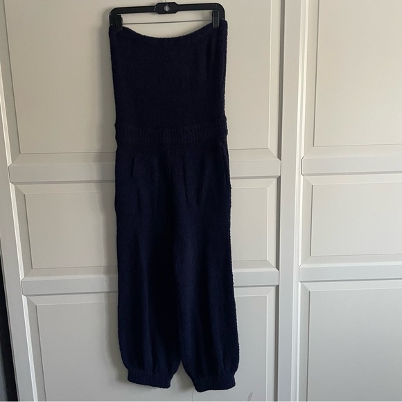 New! Free People FP Beach Claire terry Navy Knit strapless Jumpsuit 20147 - Picture 4 of 12